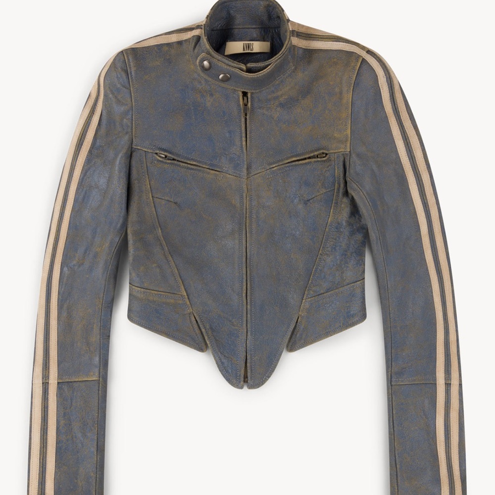 KNWLS Claw Leather Biker Jacket - Washed Blue